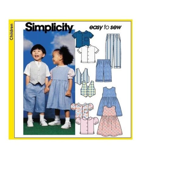 Simplicity 9722 Childrens Toddlers Blouse Shirt Vest Pants & Jumper 1/2-4 - Picture 1 of 2